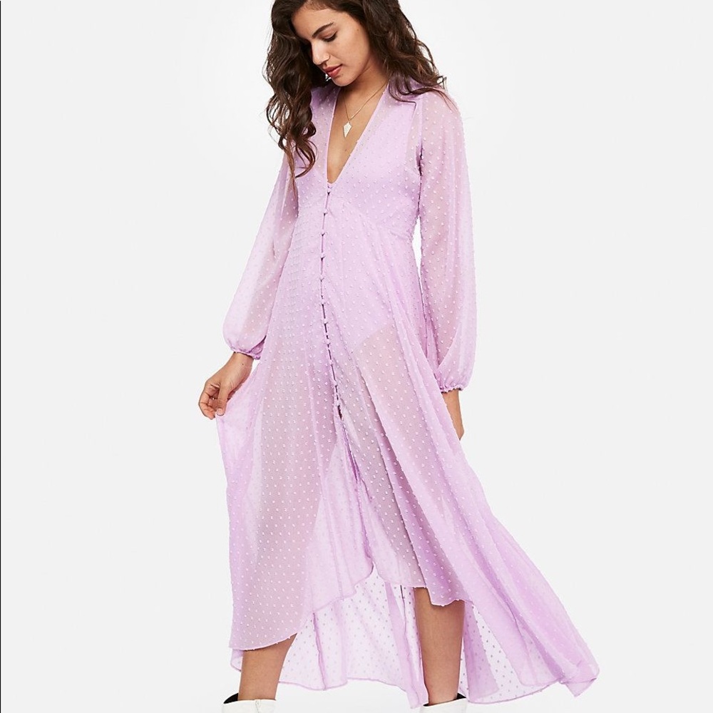 ROCKY BARNES SWISS DOT SHEER BUTTON FRONT KIMONO
